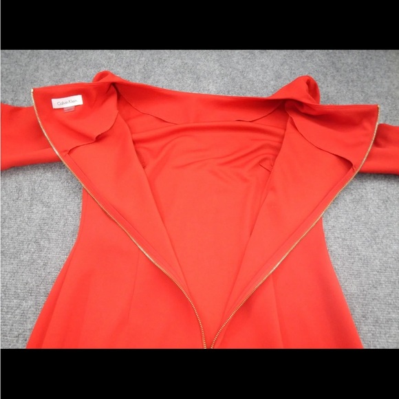 Calvin Klein 3/4 Bell Sleeve Boat Neck Sheath Dress Red Size 10 - Picture 8 of 10